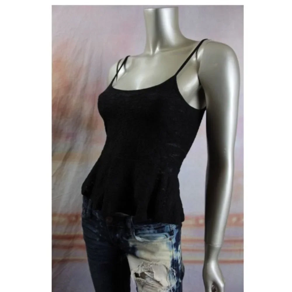 NWT MINKPINK Rosemary Peplum Black Stretch Lace Camisole Top XS